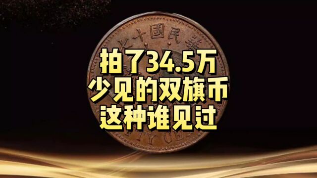 拍了34.5万,少见的双旗币,这种铜元谁见过?