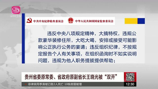 贵州省委原常委、省政府原副省长王晓光被“双开”