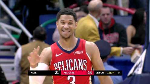 《NBA全场回放》【原声回放】篮网vs鹈鹕第2节 霍乐迪旱地拔葱大帽坦普尔