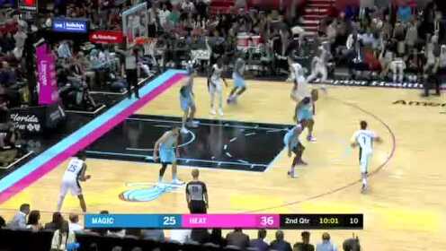 《NBA全场回放》【原声回放】魔术vs热火第2节 巴特勒回传助飞奥利尼克