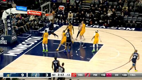 《NBA全场集锦》比斯利得分助攻两开花 侧翼三分妙传助队友暴扣