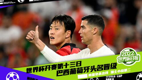 2022世界杯日报_世界杯第13比赛日_世界杯第十三比赛日日报：巴西葡萄牙输球均头名出线韩国补时绝杀第二晋级_高清