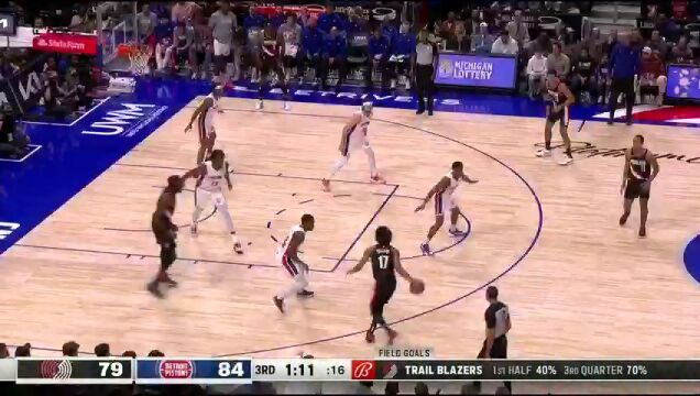 NBA常规赛：开拓者vs活塞第3节中文解说回放