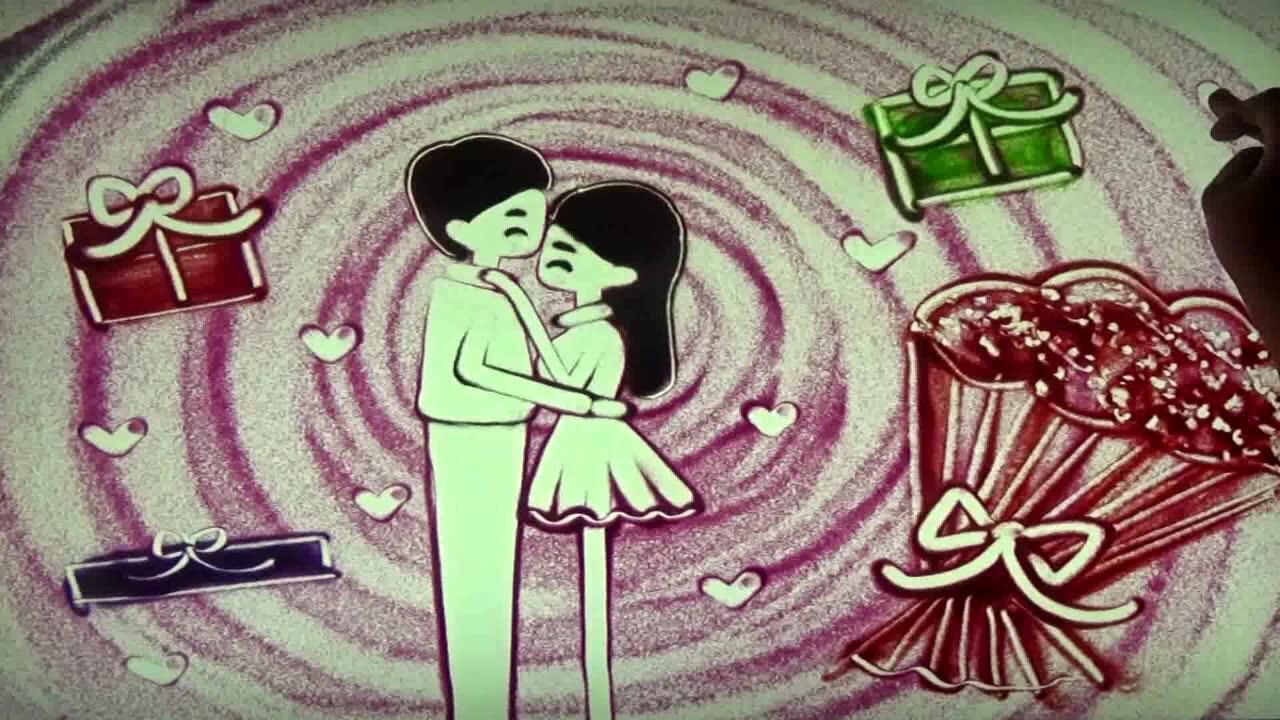 爱画沙画的小姑娘