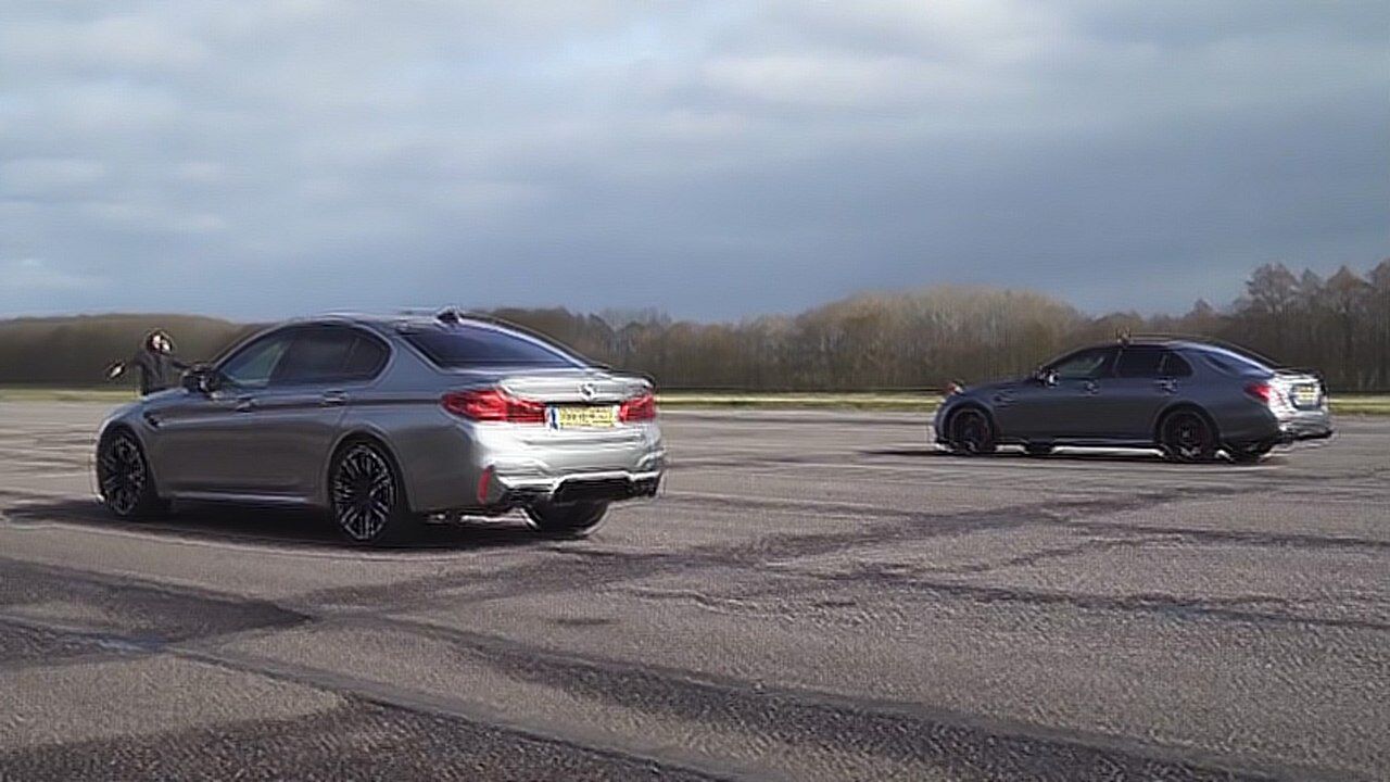 新宝马 m5 vs 奔驰 e63 s 看看谁更快!
