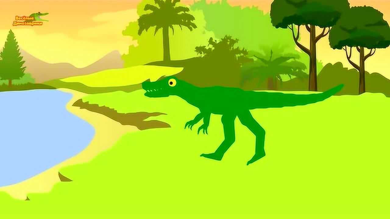 恐龙系列霸王龙vs鳄鱼争抢食物儿童卡通片