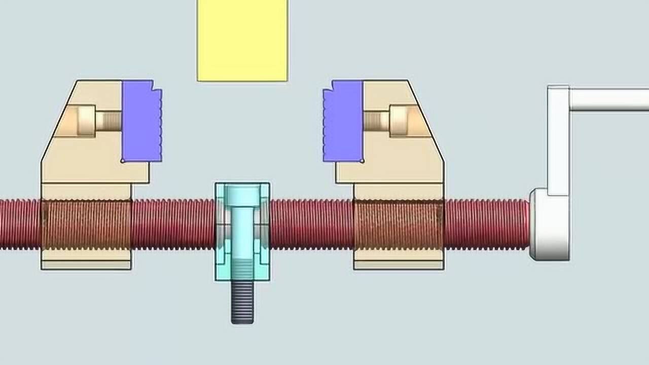 3d动画演示台虎钳的机械结构和运行机制