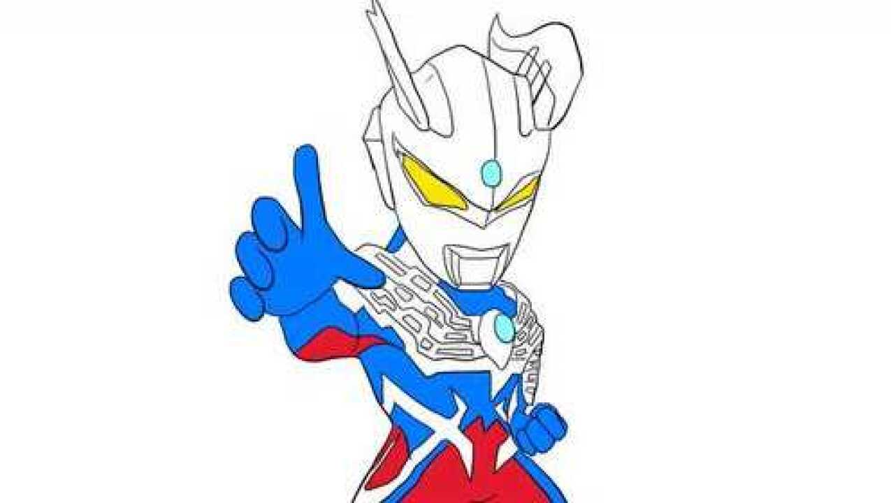 q版帅气的赛罗奥特曼战斗姿势儿童亲子简笔画