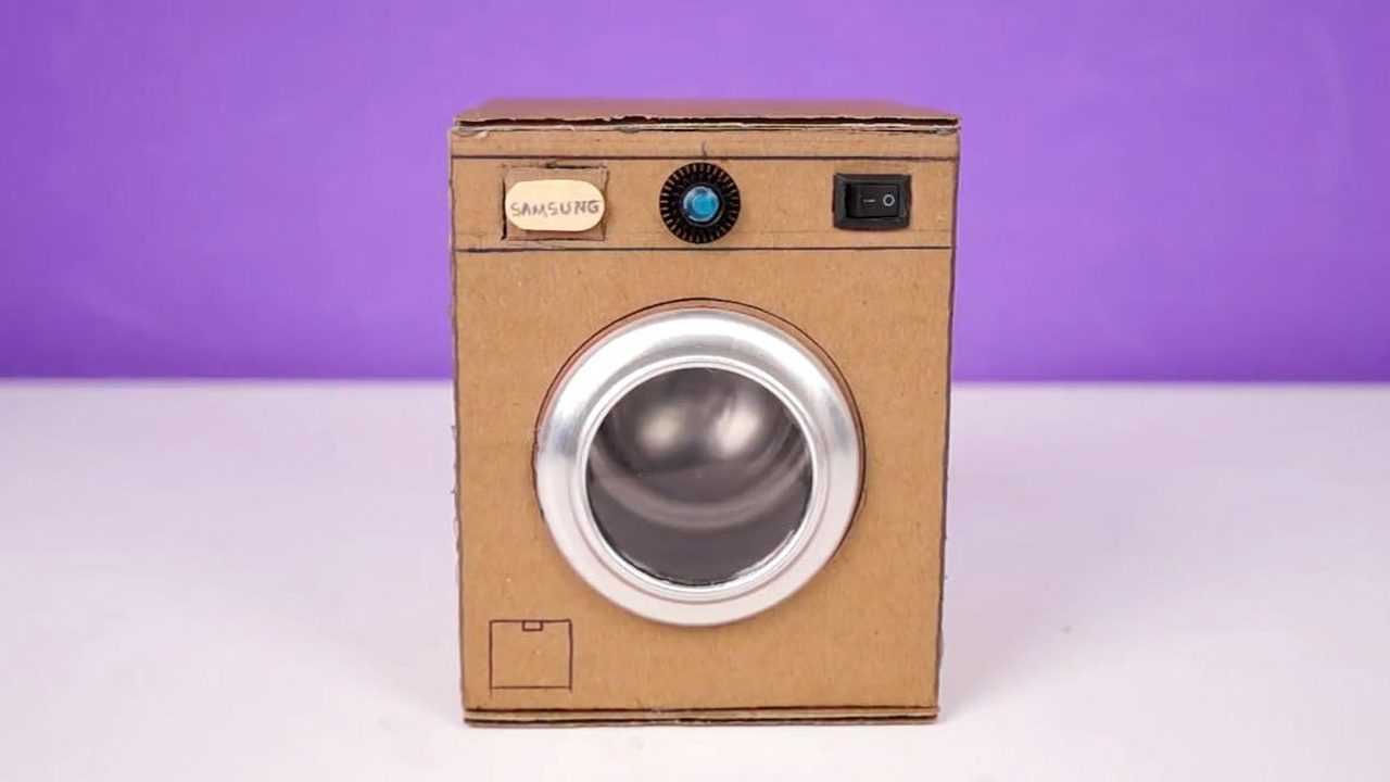 趣味diy小手工,用纸板和可乐罐制作迷你滚筒洗衣机玩具