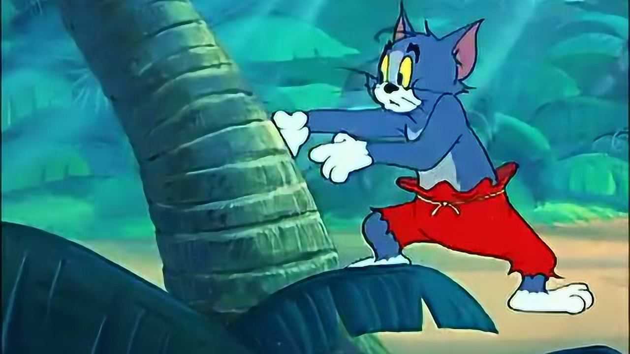 怕猫和老鼠突然出现的原始人头像把汤姆吓坏了