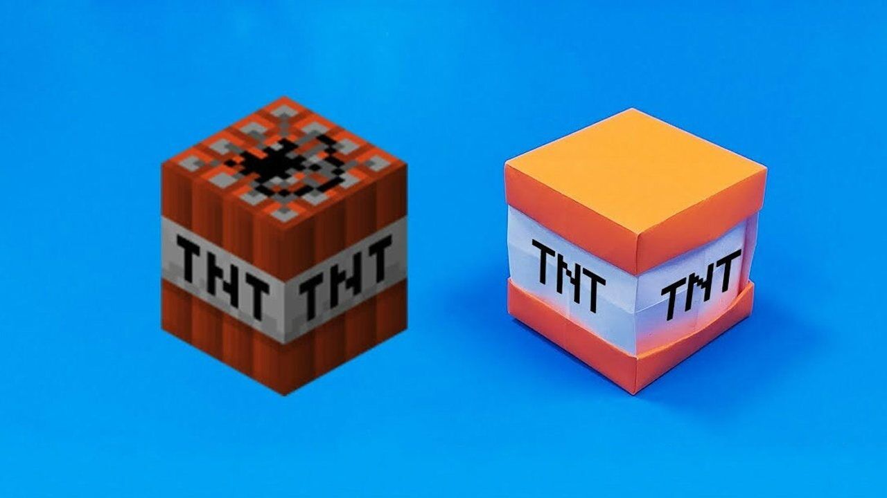 教你折纸《我的世界》中的tnt炸弹,简单又逼真!