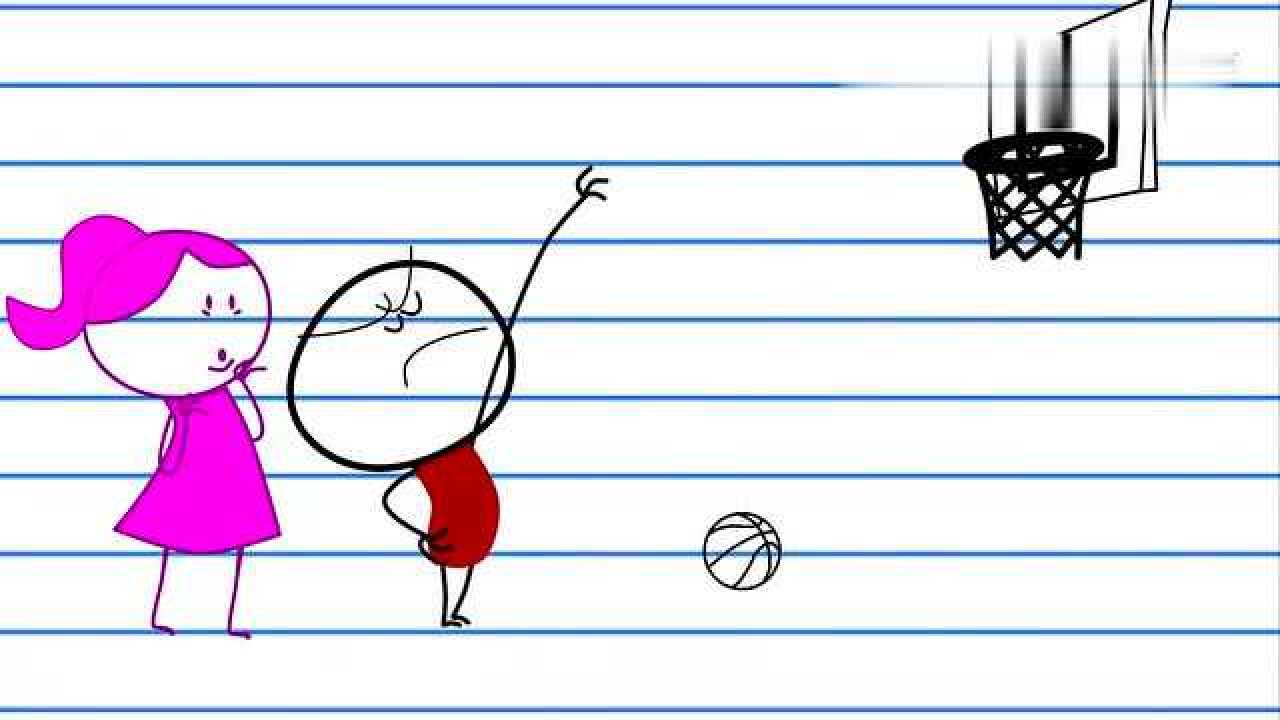 搞笑铅笔漫画:打篮球