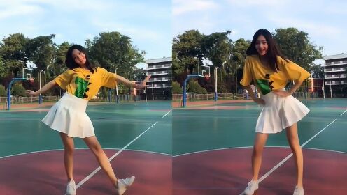 长腿校花在篮球场跳舞，青春洋溢，一跳成名！ - 腾讯视频