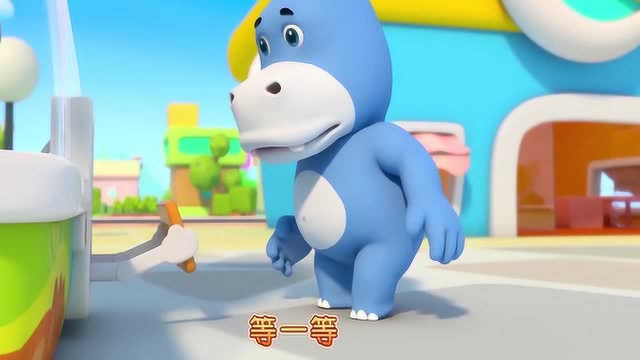宝宝巴士小河马踩到香蕉皮摔跤了面包掉了