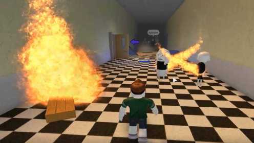 波波仔解说roblox虚拟世界“跑酷逃生”：学校着火啦！赶快逃啊！