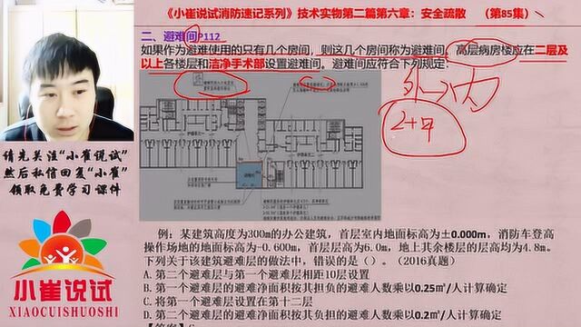 小崔说试第85集:消防工程师避难间的6点设置要求,3科考5分