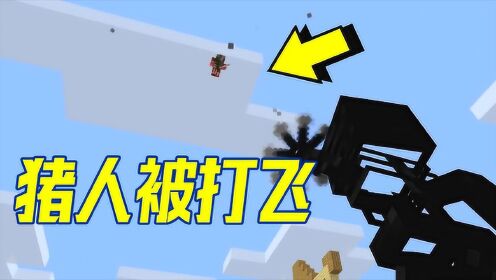 我的世界:凋零骷髅大战僵尸猪人,猪人被一拳打飞到了天上数星星
