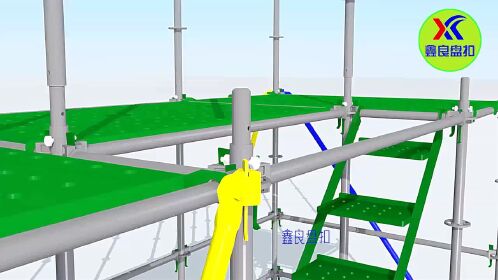 盘扣式脚手架基坑高墩安全爬梯笼马道人行通道搭设视频演示