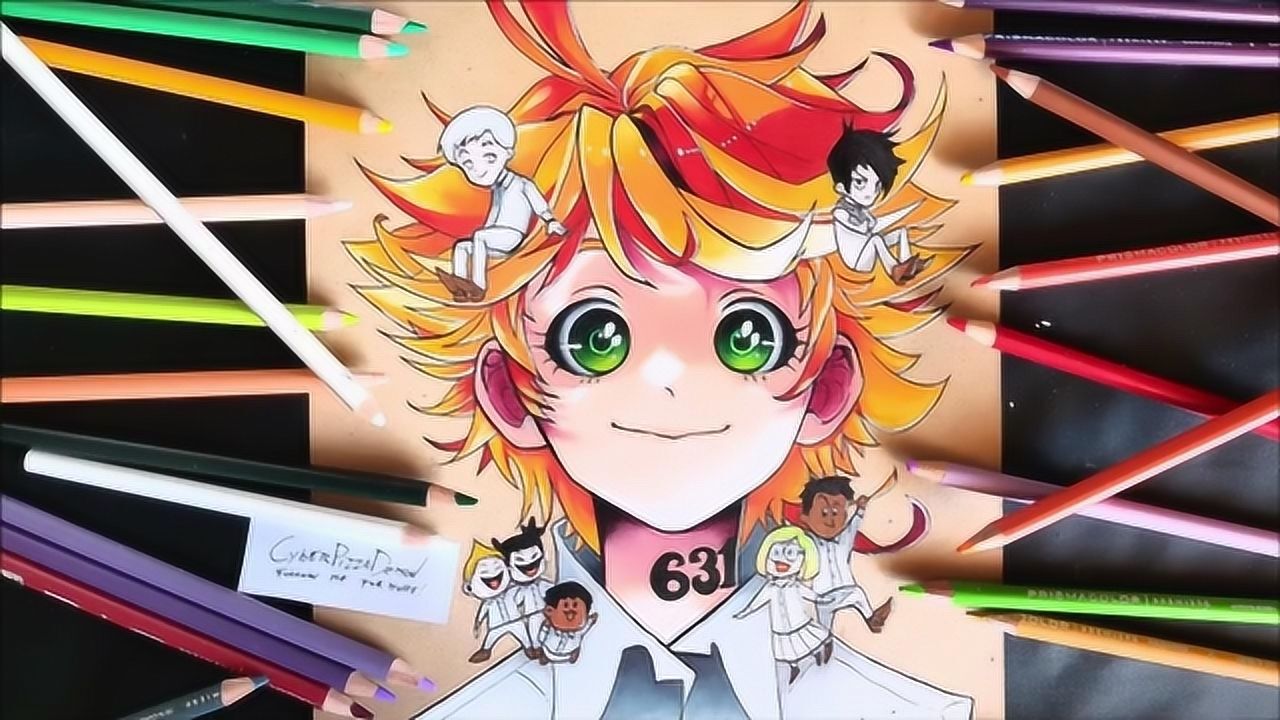 绘画高手用彩铅绘制约定的梦幻岛艾玛插画眼睛画的太有神了