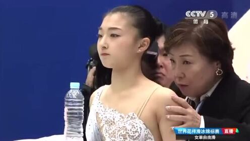 第一次参加世锦赛的18岁日本姑娘坂本花织自由滑拿到145.97分