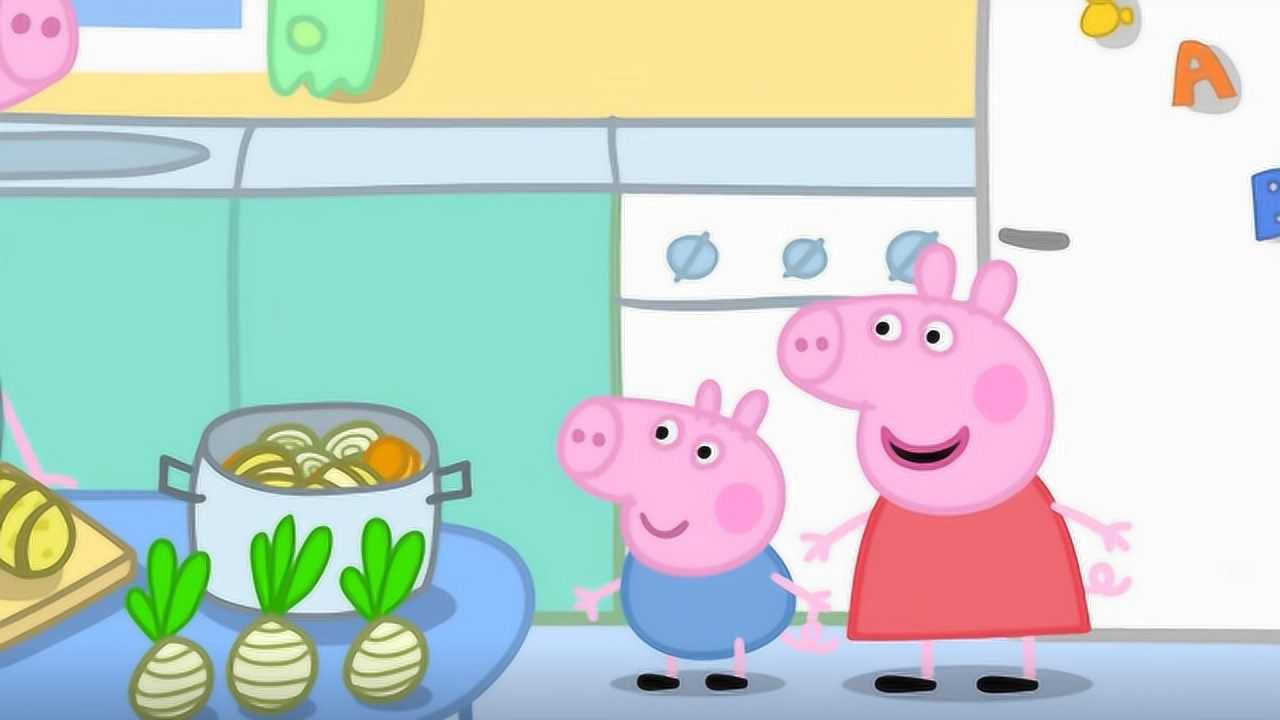 小猪佩奇的妈妈每天做饭很辛苦 佩奇提议今天帮妈妈洗碗 玩具故事