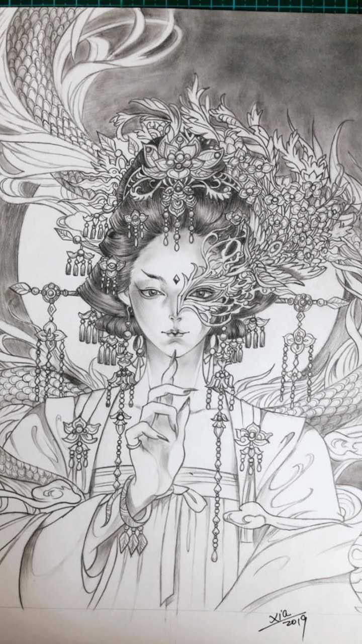 半面妆,临摹古戈力