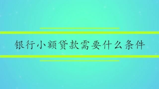 银行小额贷款需要什么条件