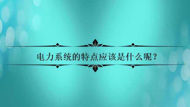 电力系统的特点应该是什么呢?