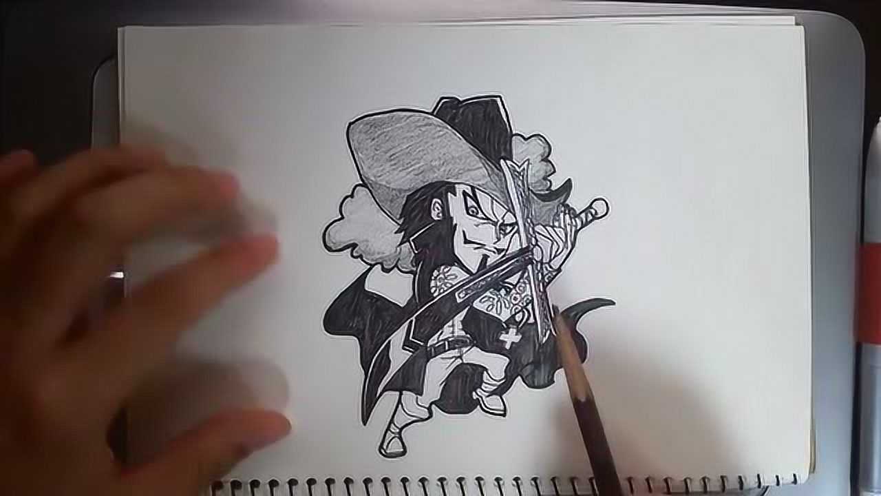 超简单的动漫人物画法,手绘海贼王q版鹰眼