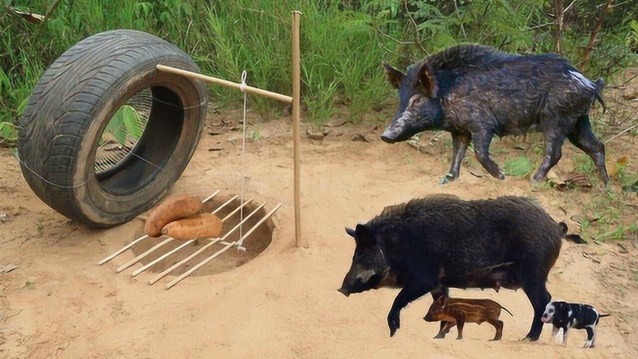 农村小伙自制陷阱抓野猪,结果让人出乎意料,网友:神操作啊!