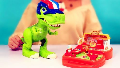 霸王龙礼物面包超人迷你场景过家家玩具 恐龙世界