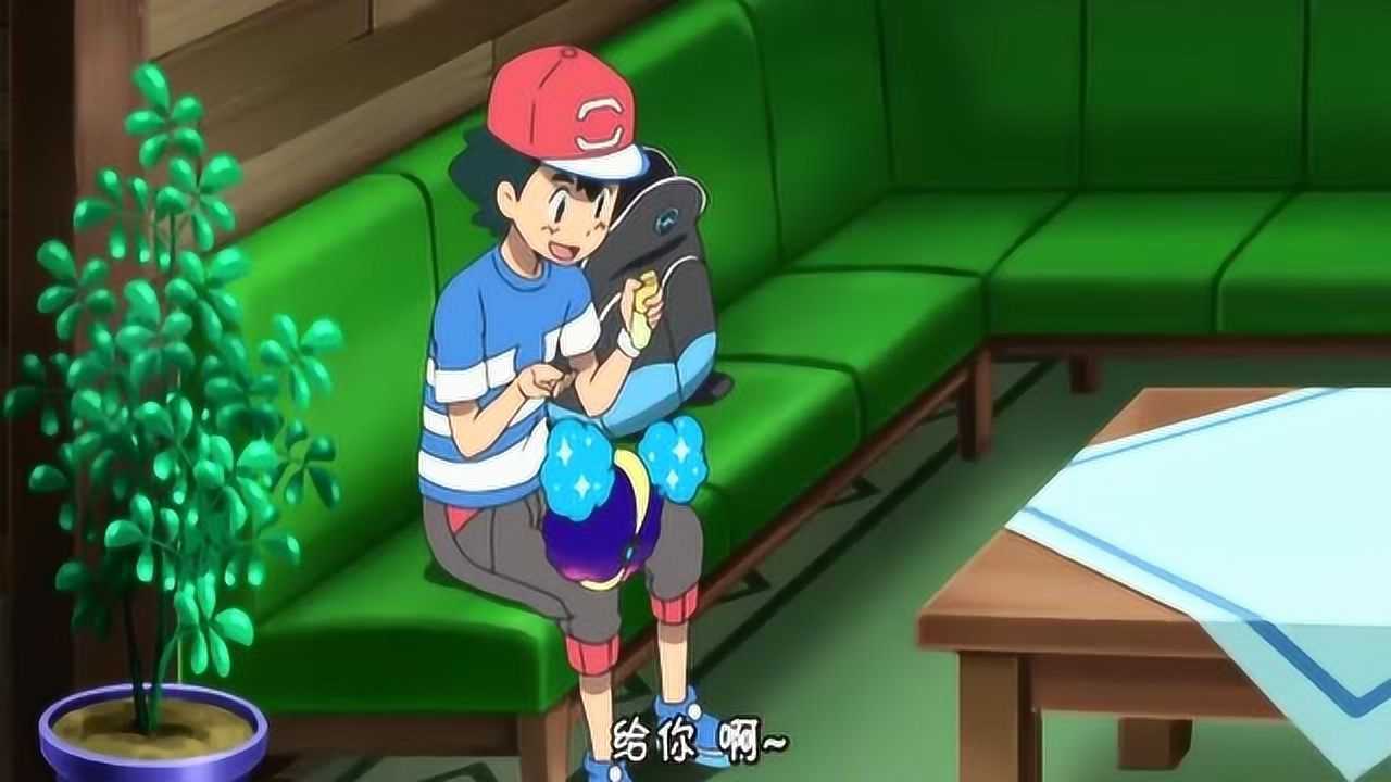 精灵宝可梦小星云真是太可爱了小智喂它吃糖它高兴地摇晃不停