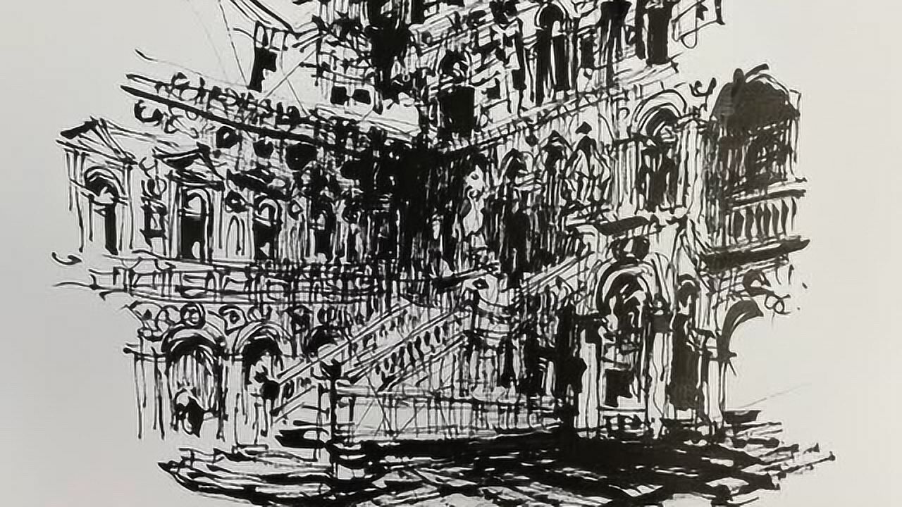 余工手绘:威尼斯水城总督府2