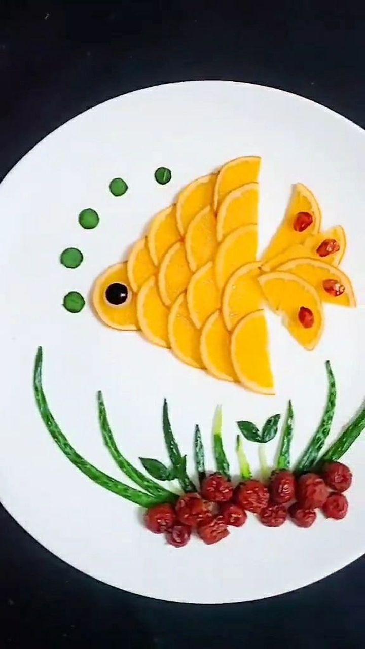 好可爱的小鱼摆盘呀做法简单易学看一遍就能学会