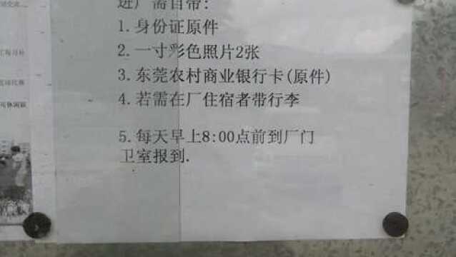 傻小伙在东莞一工厂应聘普工,初试被刷都不知道还去办入职