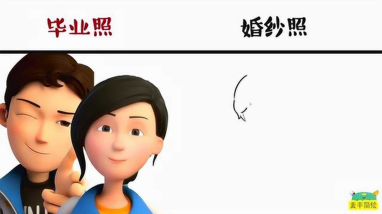 茶啊二中王强刘若琳毕业照vs婚纱照班草和班花毕业后我就娶你