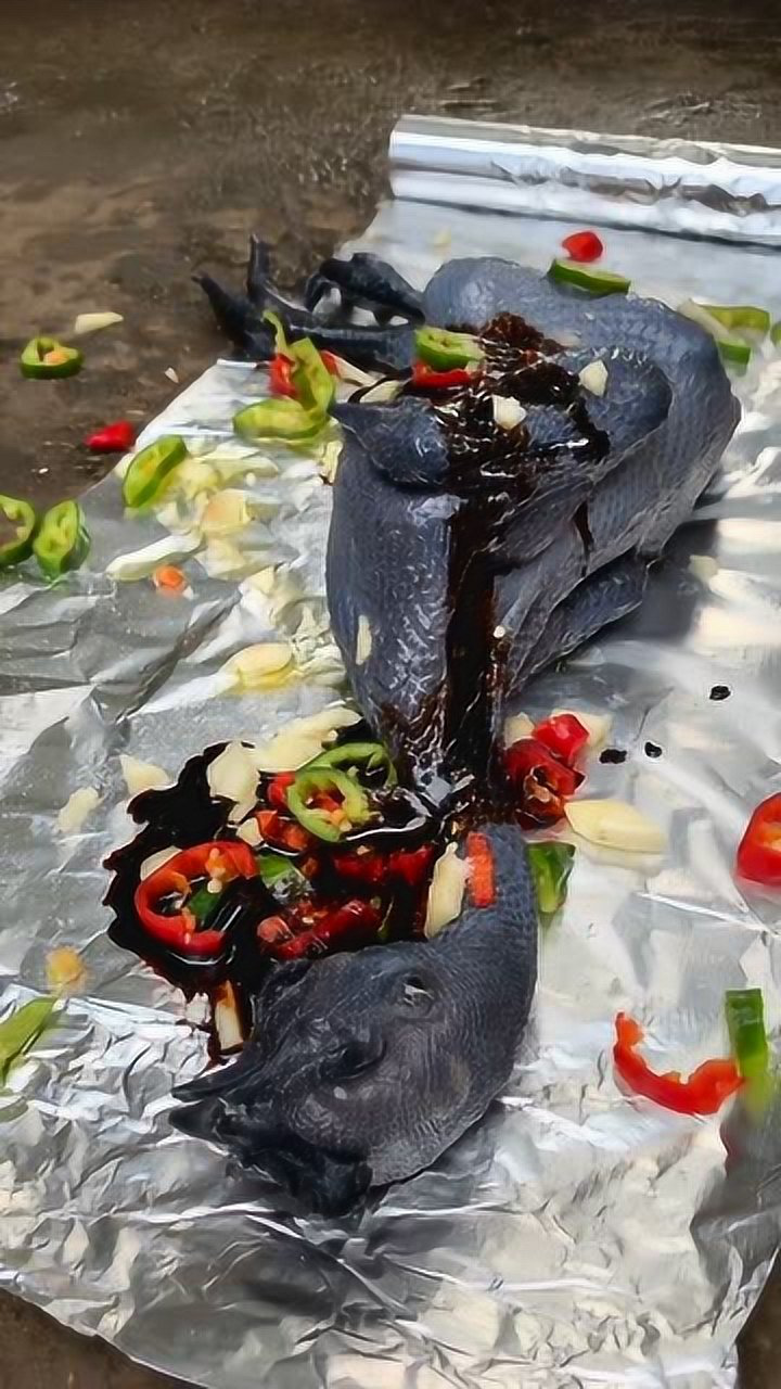 农村吃货锡纸烤乌鸡,新做法
