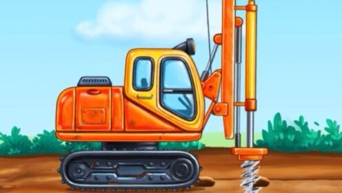 工程车动画:组装的钻头车可以钻地洞了!
