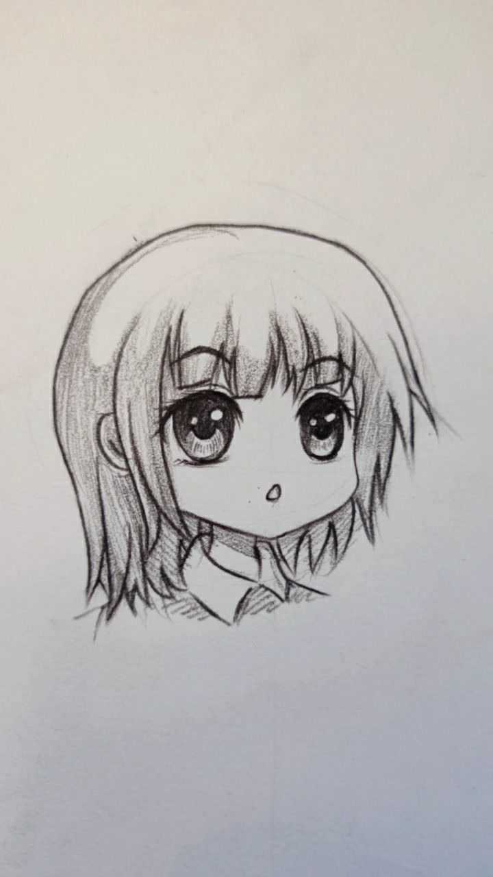 手绘素描q版动漫头像绘画过程