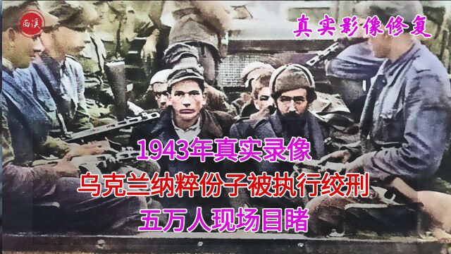 1943年真实录像,乌克兰纳粹分子被执行绞刑,五万人现场目睹执刑