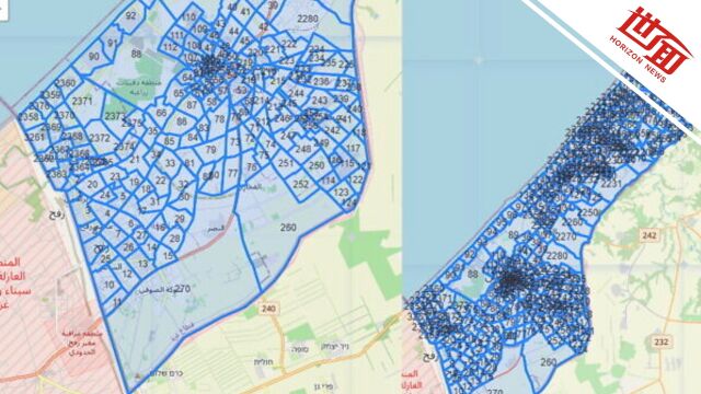 以军发布地图将加沙地带划分为数百个小区域 要求民众注意撤离或交战通知