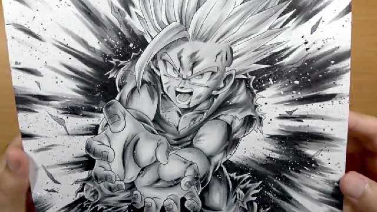 《七龙珠》手绘挑战:画出一个黑白色的孙悟饭!