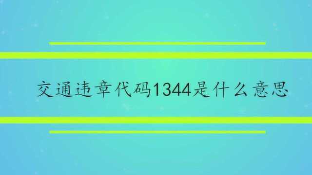 交通违章代码1344是什么意思