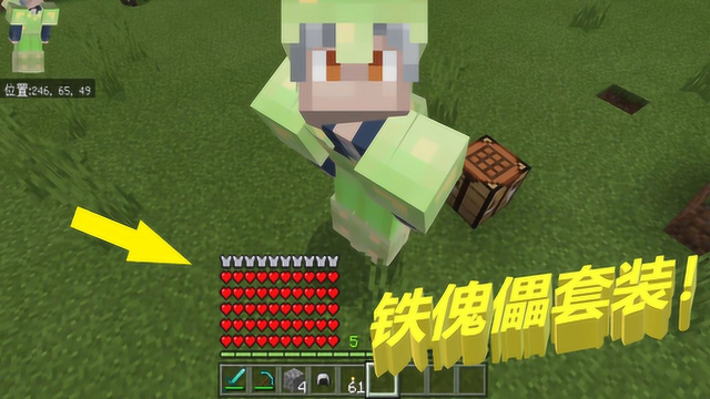 我的世界穿上铁傀儡套装变成巨人血量增加八十点