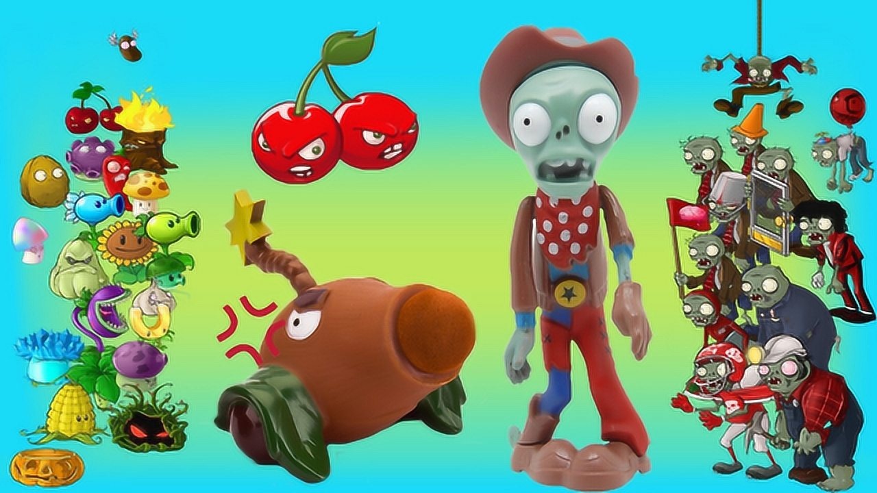 植物大战僵尸:牛仔僵尸让小牛仔墓碑僵尸送饼干