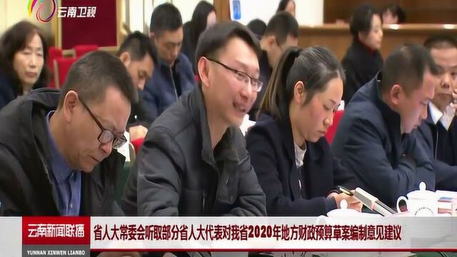 省人大常委会听取云南省2020年地方财政预算草案编制意见建议