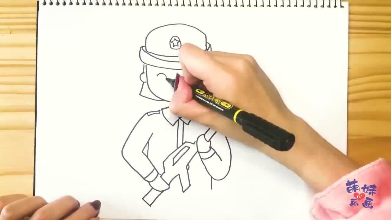 学画英姿飒爽的女兵简笔画,画在手抄报或手账上吧!