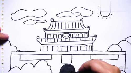中国画画北京天安门1分钟就学会的简笔画