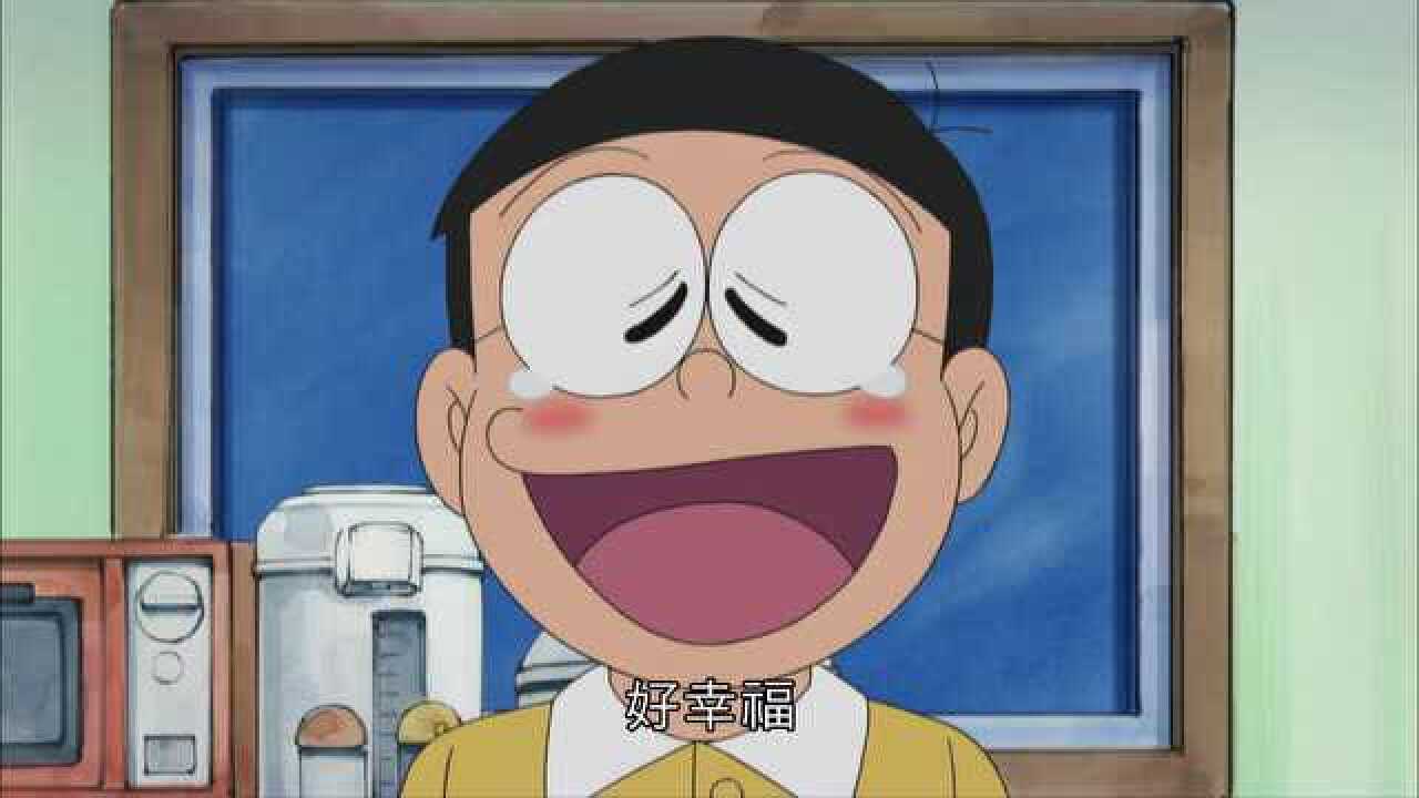 《哆啦a梦》大雄从来不知道饭这么好吃,大口大口吃饭,真棒!