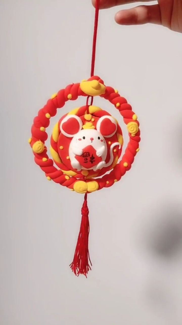 超轻粘土新年挂饰,除夕快乐